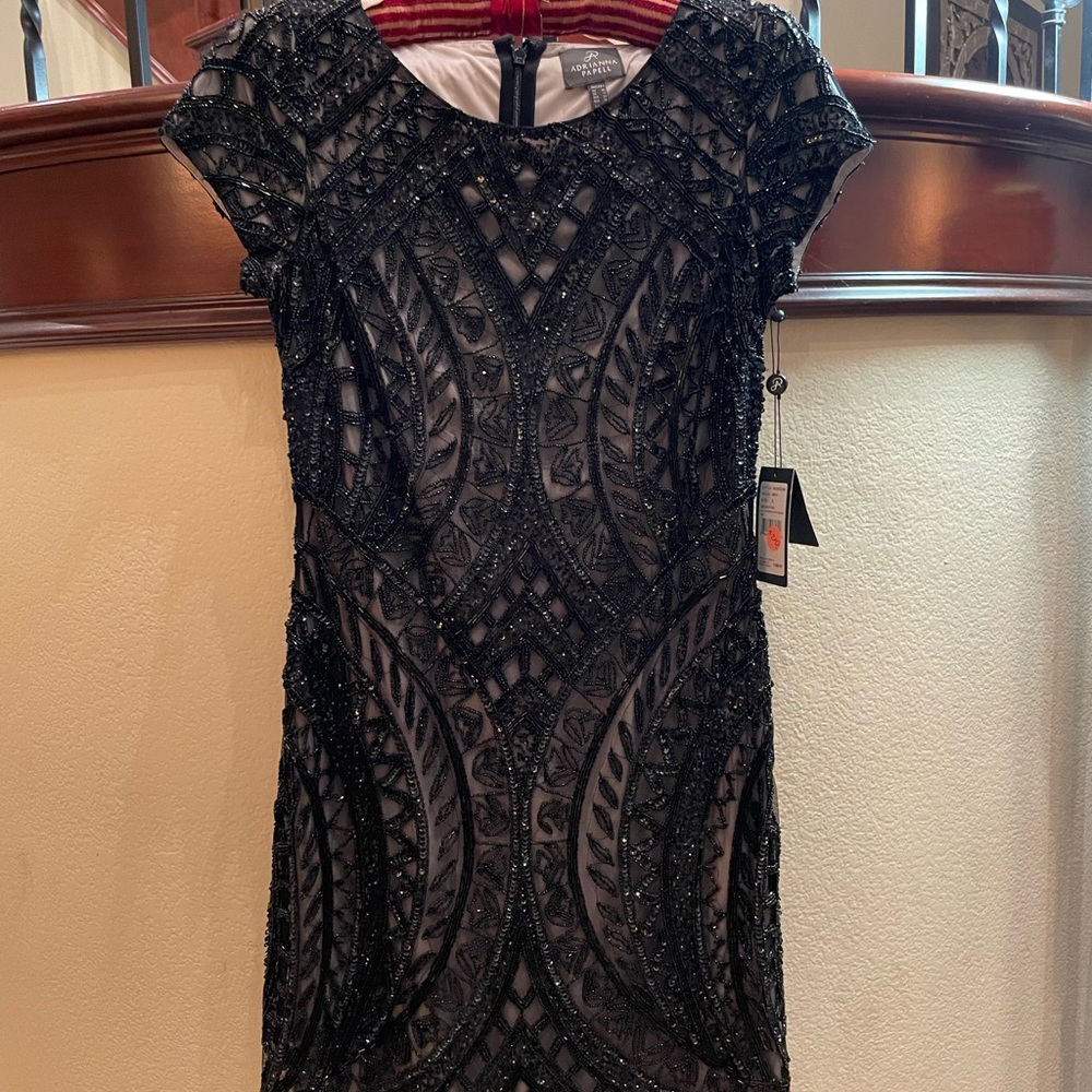 Adrianna Papell black evening dress